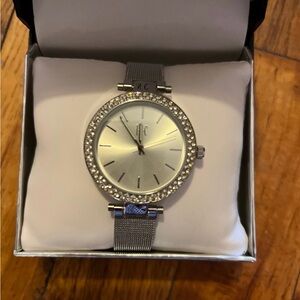 INC International Concepts Silver Watch with Crystal Bezel new in box